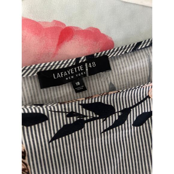 Lafayette 148 New York Caddie Blouse Ink Blue Women’s Size 18 Silk Blend - Picture 5 of 8